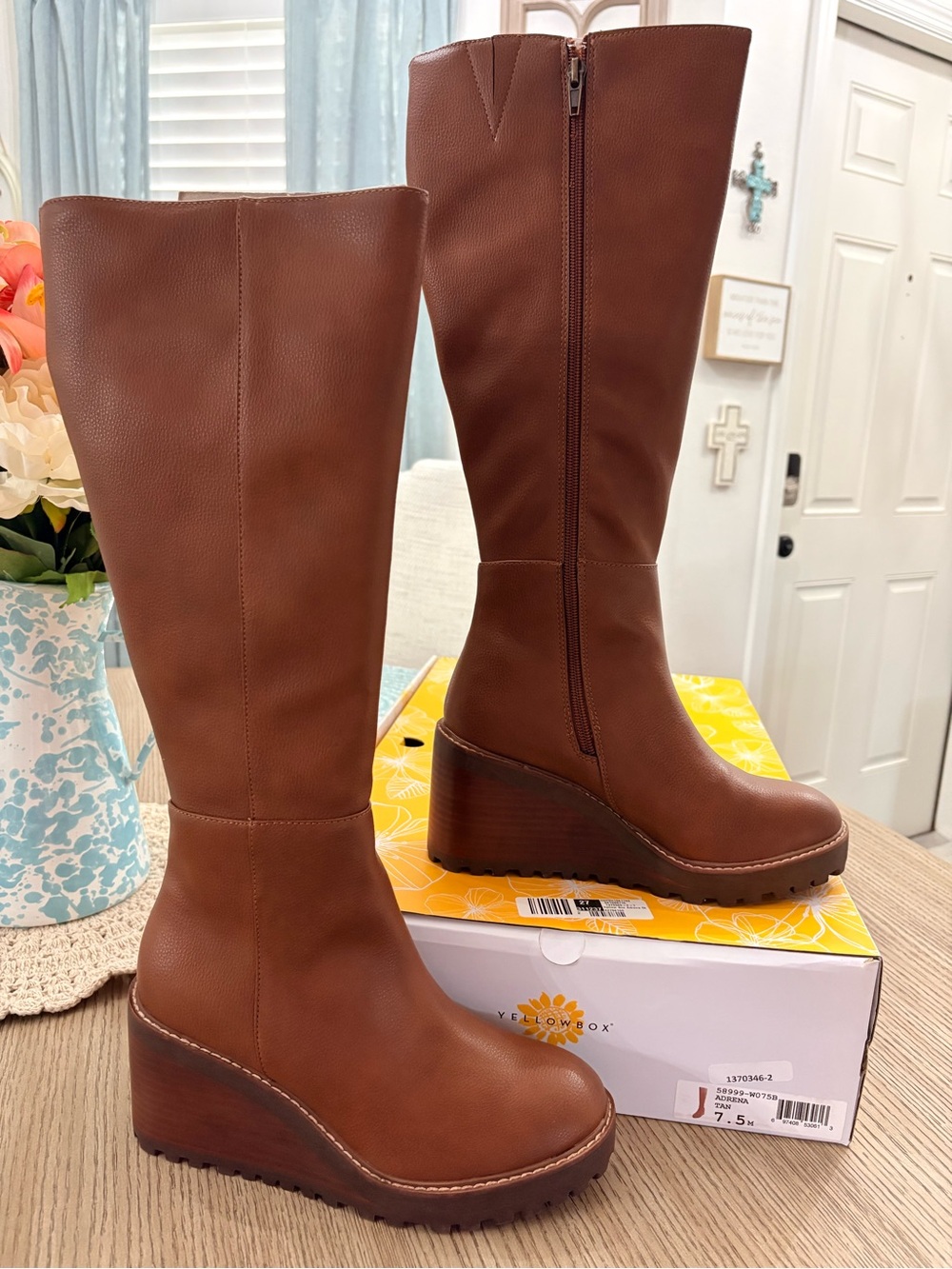 NEW In Box Adrena Brown Tall Wedge Boot Size 7.5 - Picture 12 of 12